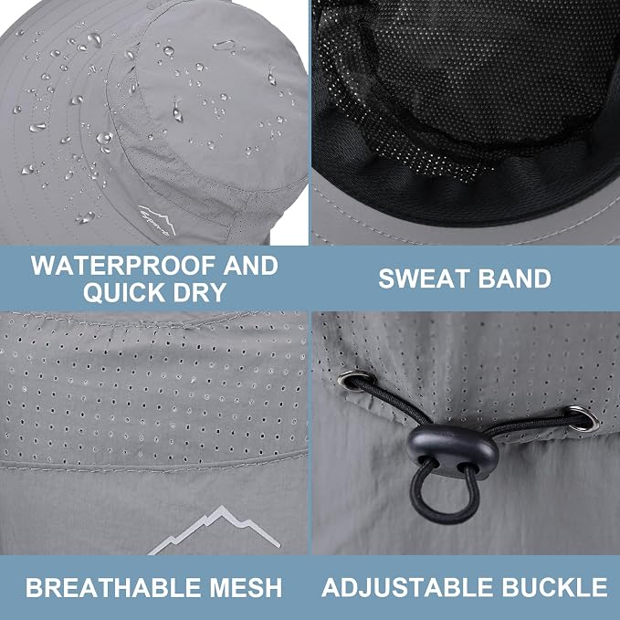 Sun Hat for Men Women with Neck Flap, UPF 50+ UV Protective Hiking Fishing Hats - Image 4