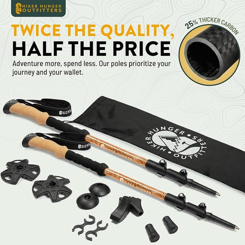 100% Carbon Fiber Trekking Poles by USA Brand - Image 2