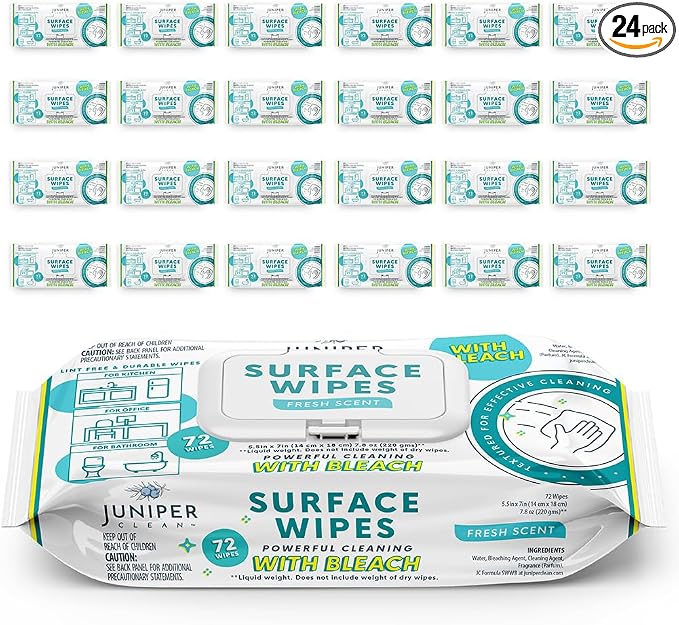 24 Pack Surface Cleaning Wipes by JuniperCLEAN