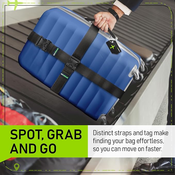 Untethered Ultimate Travel Set: 4 Premium Luggage Straps and 4 Silicone Tags - Image 4