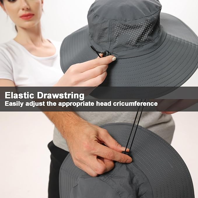 Rosoz Sun Hat for Men Women Boonie Bucket Hat Wide Brim Breathable Cooling - Image 4