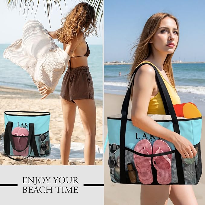 Sandproof Beach Bag with Zipper - Image 5