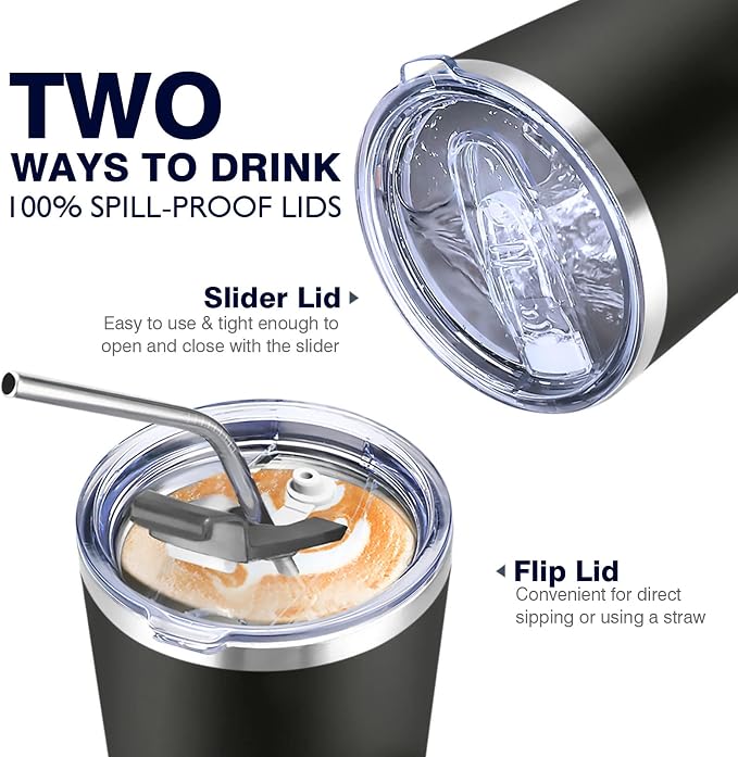 30 oz Travel Coffee Tumbler Cup, Double Wall Stainless Steel Reusable Spill - Image 3