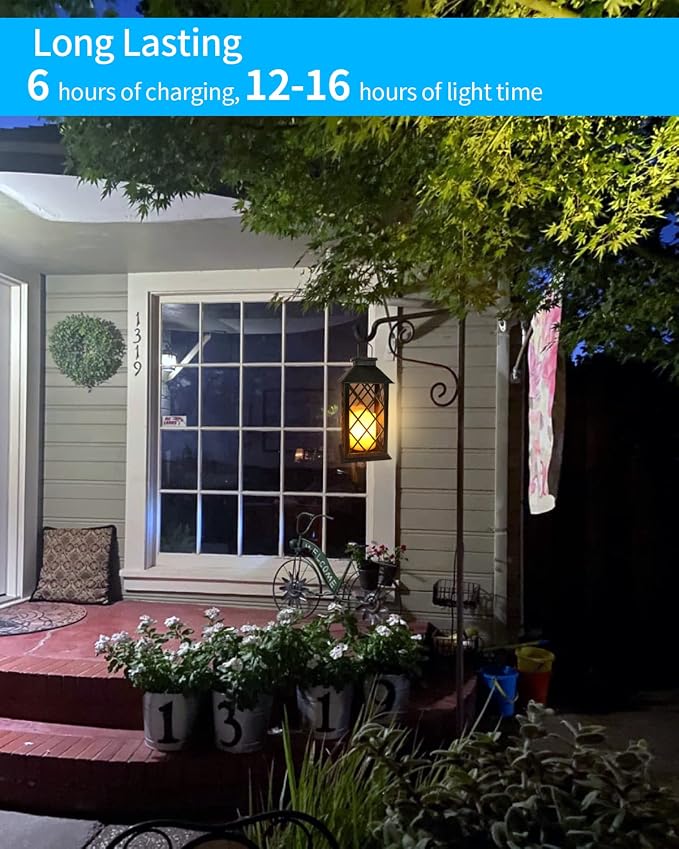 SHYMERY Solar Lantern, Outdoor Garden Hanging Lanterns, 2 Pack 14 Inch Lasts 3X - Image 2