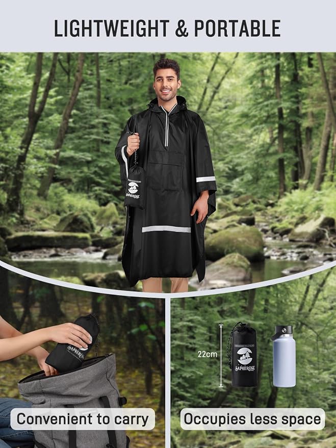 SaphiRose Hooded Rain Poncho Waterproof Raincoat Jacket - Image 5
