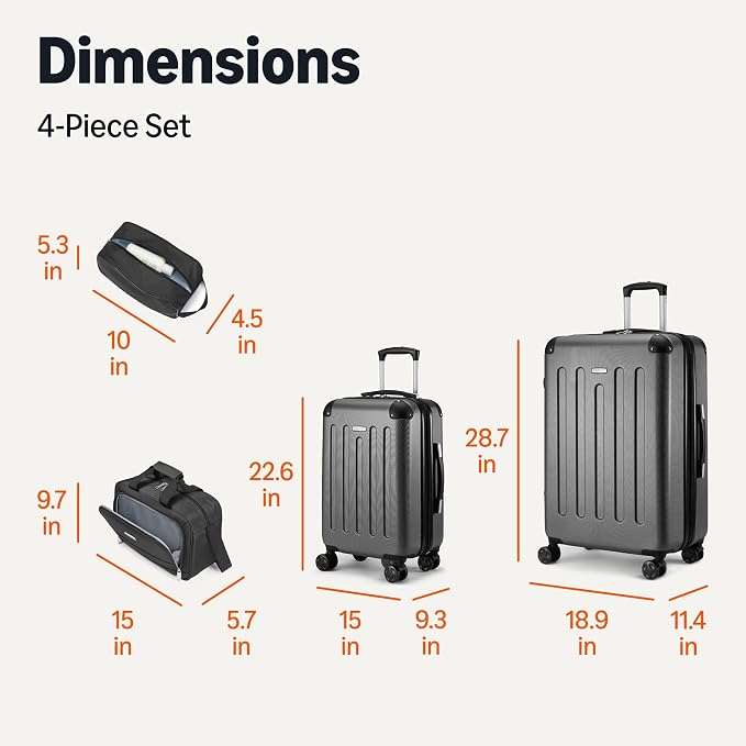 Amazon Basics 4-Piece Luggage Set, Including Two Hardside Suitcases - Image 7
