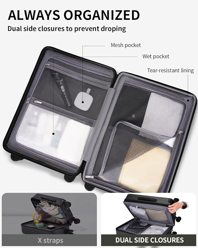 ECOHUB Hardside Expandable Carry On Luggage Sets, Recycled PC 20/24" Rolling - Image 6