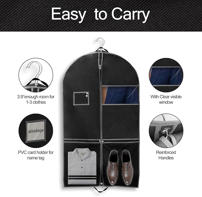 43" Garment Bag for Travel and Storage, Suit Bag - Image 2