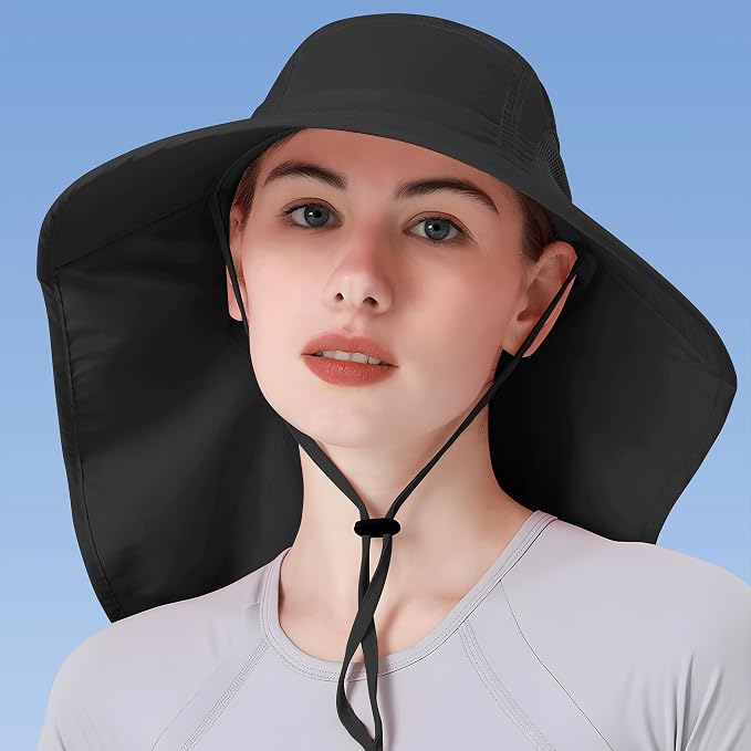 Womens Sun Hat UV Protection, Foldable Waterproof Wide Brim Bucket Hats - Image 2