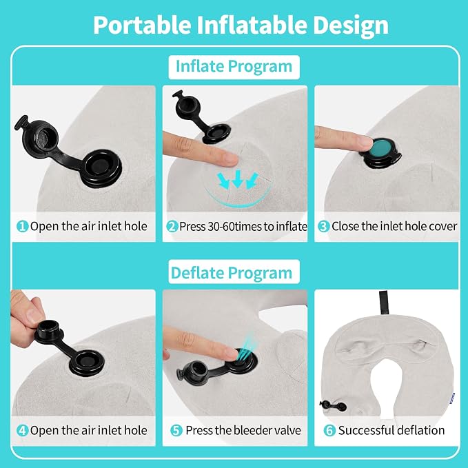 2 Pack Inflatable Travel Neck Pillows - Image 4