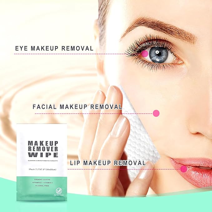 50 Individually Wrapped Makeup Remover Wipes - Image 2