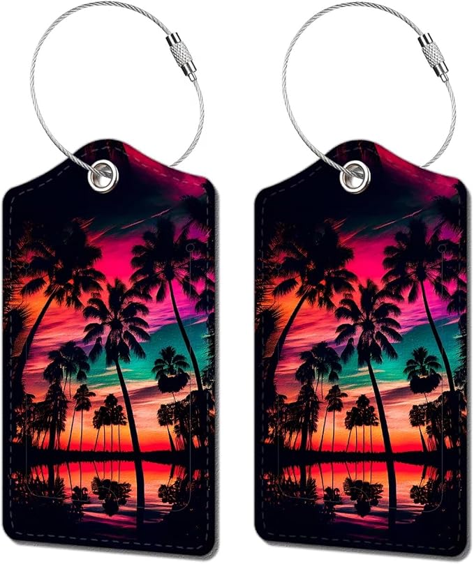 2 Pack Luggage Tag for Suitcase, Cute Unique Leather Bag Tags Identifiers by BestEioyo