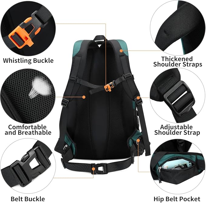 BOVIP 40L Hiking Backpack Waterproof Lightweight Daypack Travel Sports Camping - Image 5