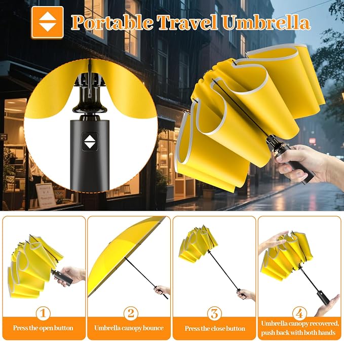 Travel Umbrella Superior, Beautiful & Compact, Large Strong but Light Portable - Image 7