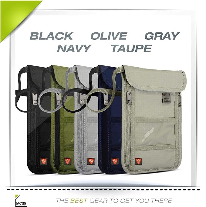 Lewis N. Clark Men's RFID Blocking Stash Wallet, Travel Neck Pouch Passport - Image 4