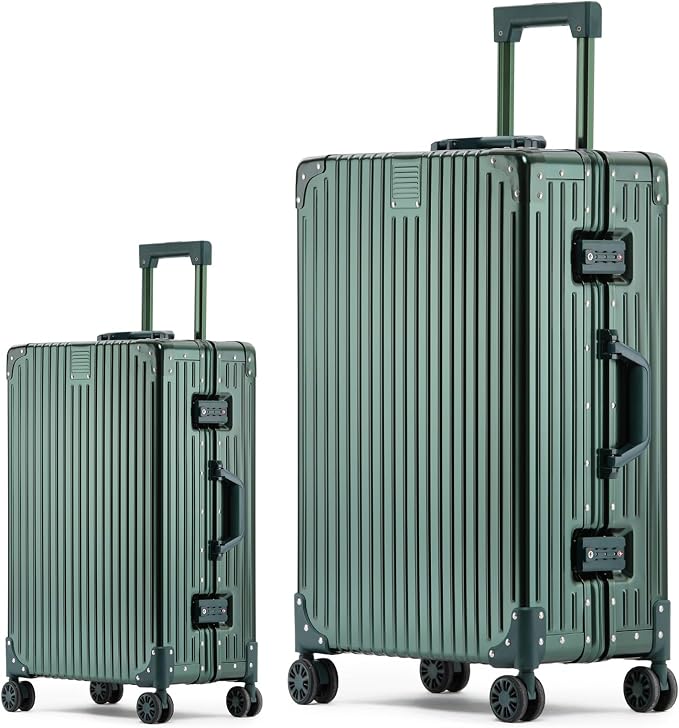 Metal All Aluminum Carry-on Luggage TSA Customs Lock Zipperless Silent Rotary by XZSP+AISU