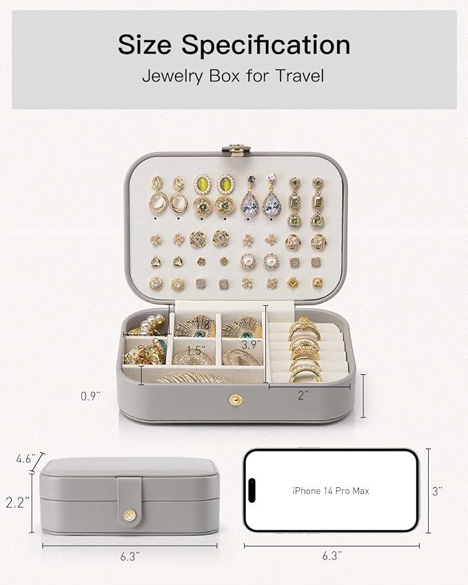 Vlando Travel Jewelry Case, PU Leather Travel Jewelry Box - Image 9