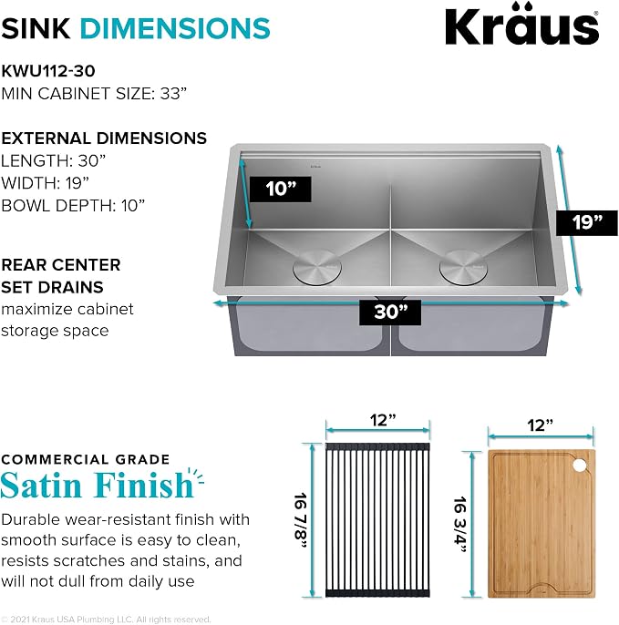 KRAUS Kore Workstation 30-inch Undermount 16 Gauge Stainless Steel Kitchen Sink - Image 4