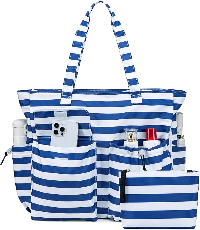 LEDAOU Large Beach Tote Bag Women Waterproof Sandproof Zipper Beach Tote Bag by LEDAOU
