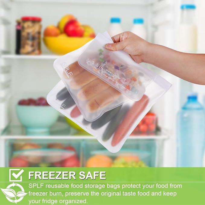 SPLF 10 Pack Dishwasher Safe Reusable Snack Bags, BPA Free Reusable Food - Image 5