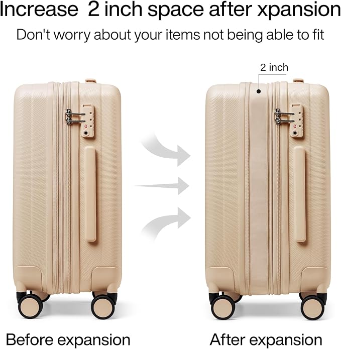 Hanke Expandable Hard Shell Luggage Sets 2 piece Carry on Luggage - Image 3