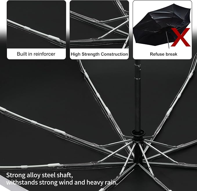 Color Coated Sun Umbrella UV Protection Compact Folding Windproof Parasols - Image 6