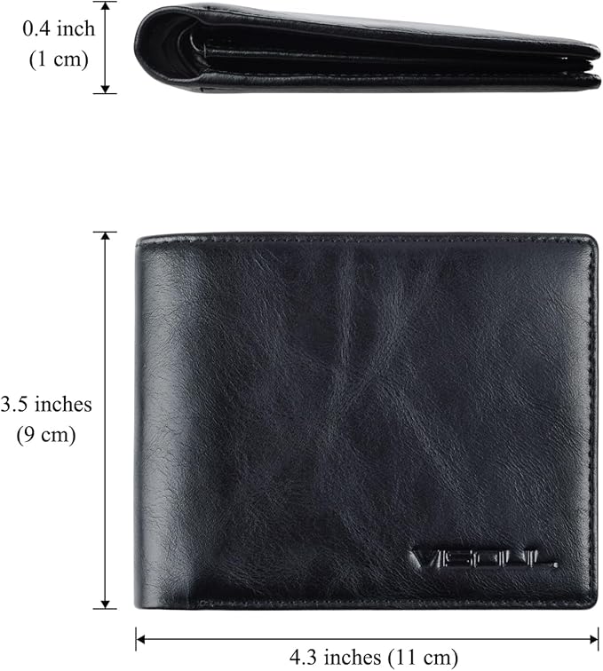 VISOUL Leather Mens Bifold RFID Blocking Wallet - Image 3
