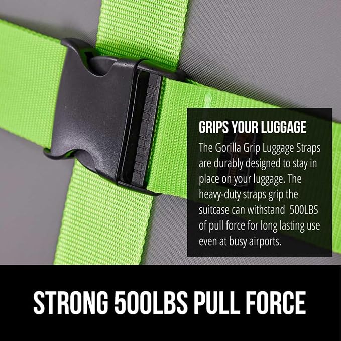 GORILLA GRIP Heavy Duty 4 Pack Adjustable Luggage Straps - Image 3