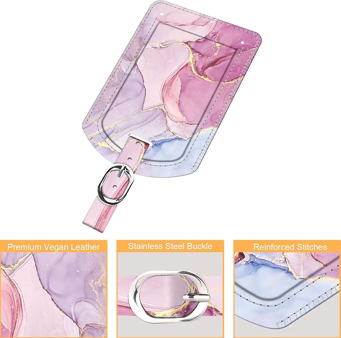 FINTIE 2 Pack Luggage Tags, Leather Name ID Labels - Image 2