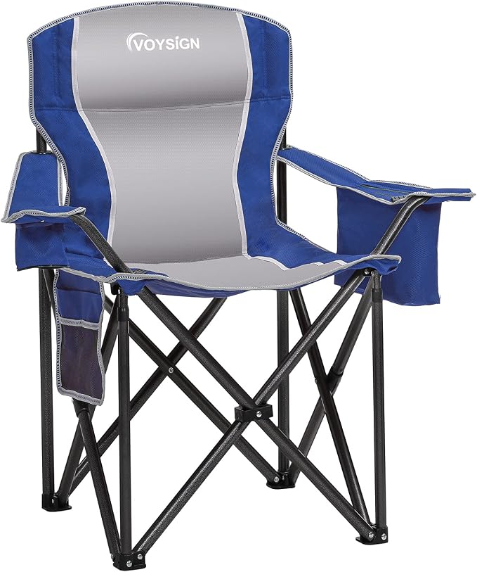 Padded Camping Chairs for Adults, Oversized Folding Outdoor Chairs, Weight by VOYSIGN