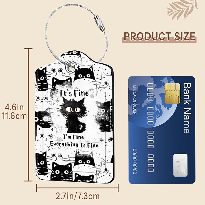 2 Pcs Funny Cat Luggage Tags for Suitcase, Leather Luggage Tags Cute, Privacy - Image 5