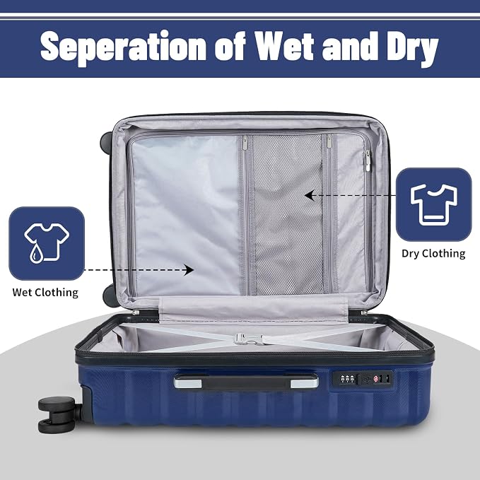 Lightweight Luggage with Spinner Wheels & YKK Zipper, 3-Piece Suitcase ABS+PC - Image 6