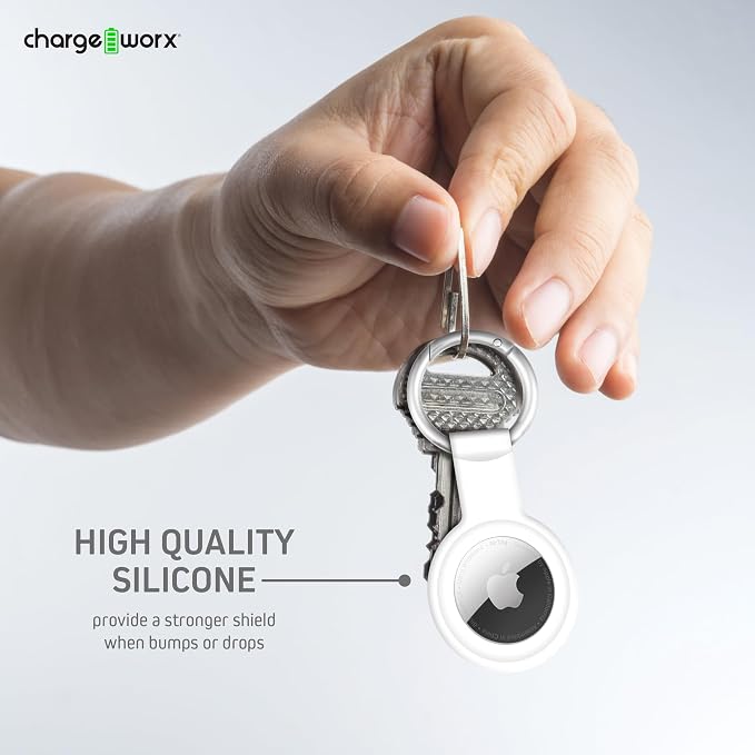 CHARGEWORX Air Tag Holder 4-Pack – Silicone Protective Keychain Holders - Image 6