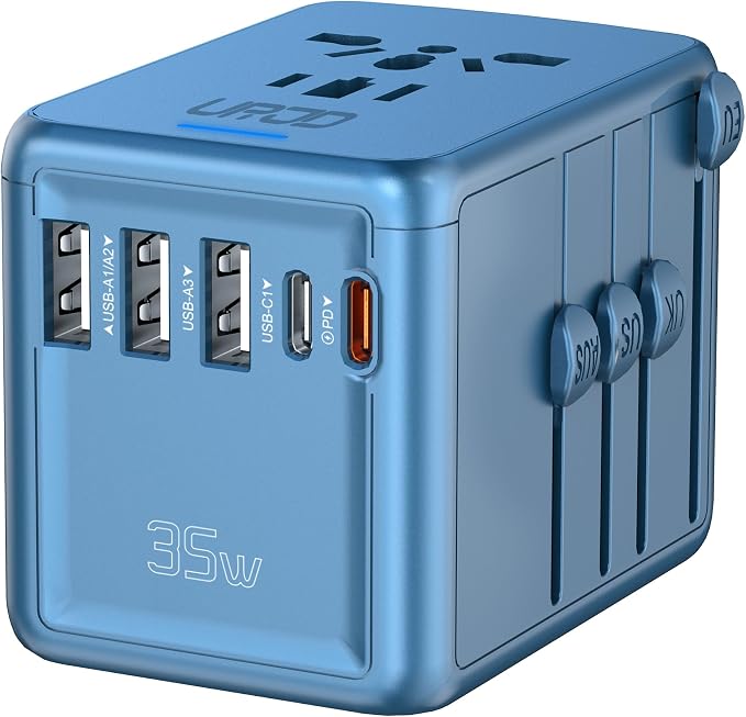35W PD Universal Travel Adapter Fast Charging Offers 3X2.4A USB-A Ports by URJD