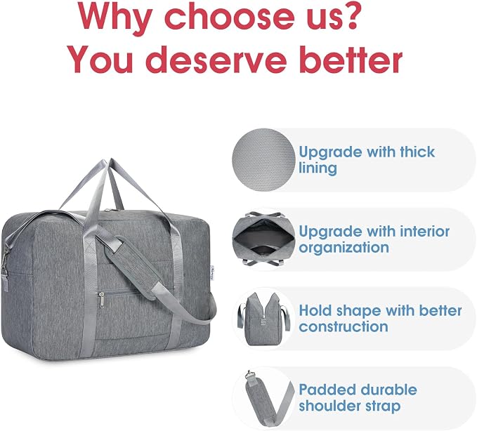 Carry on luaggage 22x14x9 Airlines Approved Foldable Carry on Bag Travel Duffel - Image 5