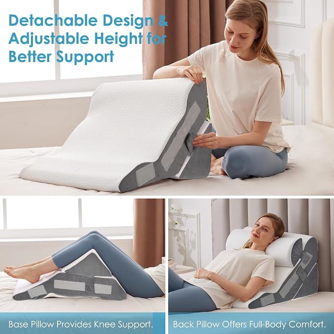 4PCS Bed Wedge Pillow for Headboard, Adjustable Wedge Pillow for Sleep Apnea - Image 7