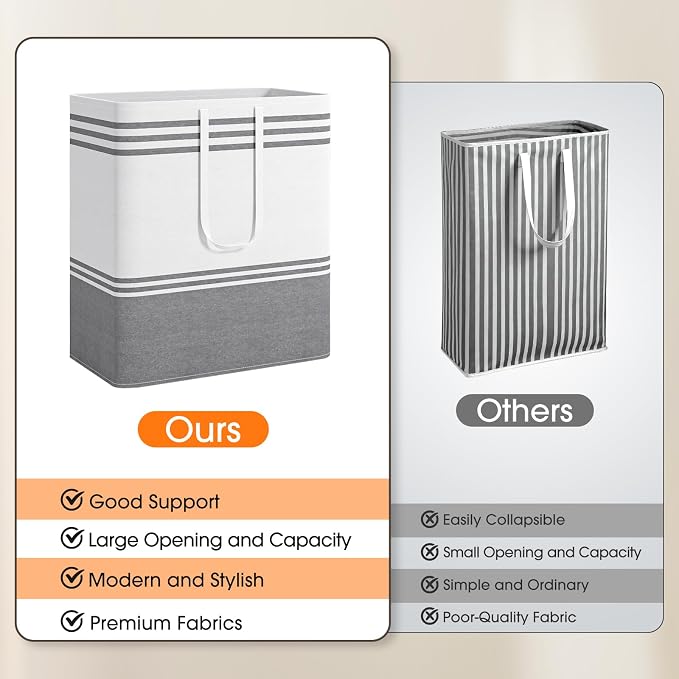 2 Pack Large Home Laundry Basket, Laundry Hamper, Freestanding Waterproof Dirty - Image 5