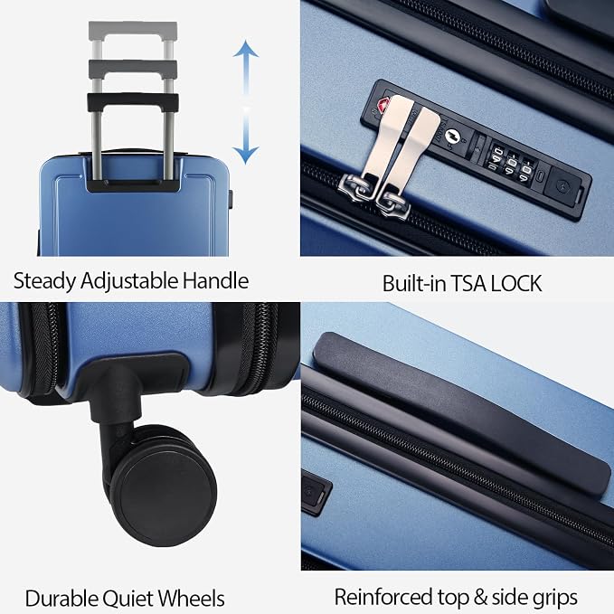 KROSER Carry On Luggage with Spinner Wheels & Built-in TSA Lock, Expandable Top - Image 4