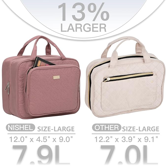 NISHEL Travel Toiletry Bag for Women Large Capacity, Makeup Essentials Organizer - Image 2
