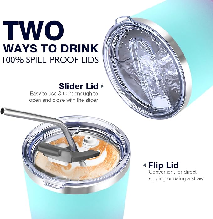 30 oz insulated tumbler with lid and straw, Reusable Spill Proof & Leak Proof - Image 3