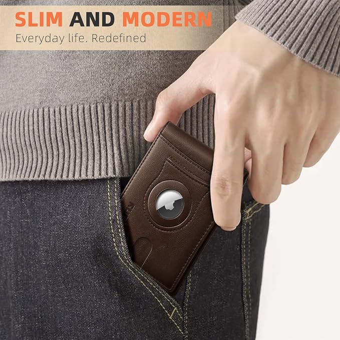 RUNBOX AirTag-Wallet-Mens-Slim-RFID Blocking Wallets Leather - Image 6