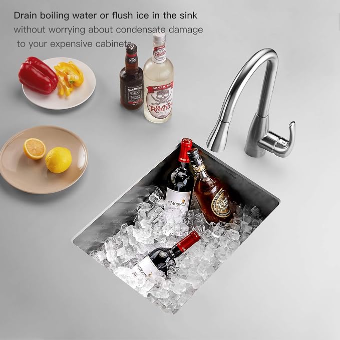 TORVA 15 x 17 Inch Undermount Kitchen Sink, Premium 304 Stainless Steel Bar Sink - Image 2