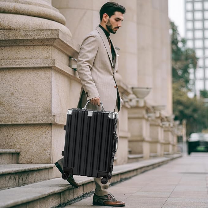 Krute Aluminum Frame Carry On Luggage 20 Inch Zipperless Luggages USB Charger - Image 9