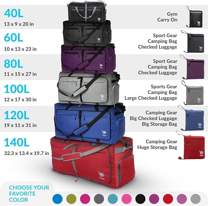 Bago Foldable Duffel Bags for Traveling Women & Men - 40L Sports Packable - Image 9