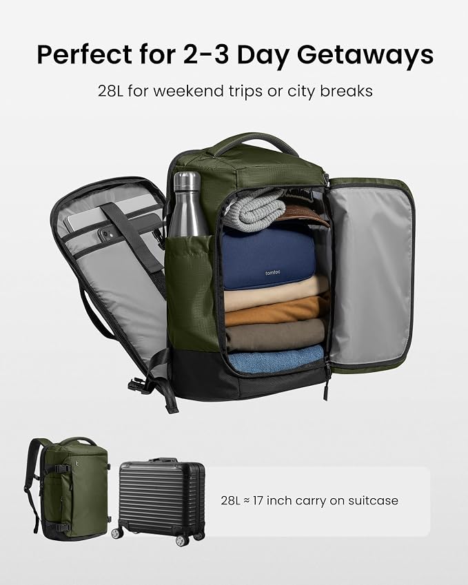 tomtoc Travel Backpack 28L, TSA Friendly Flight Approved Carry-on Luggage Hand - Image 3