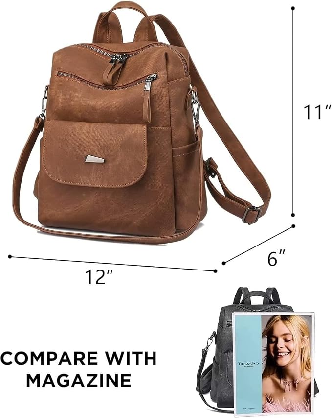 PU Leather Backpack Purse for Women Fashion Multipurpose Design Handbag Ladies - Image 3