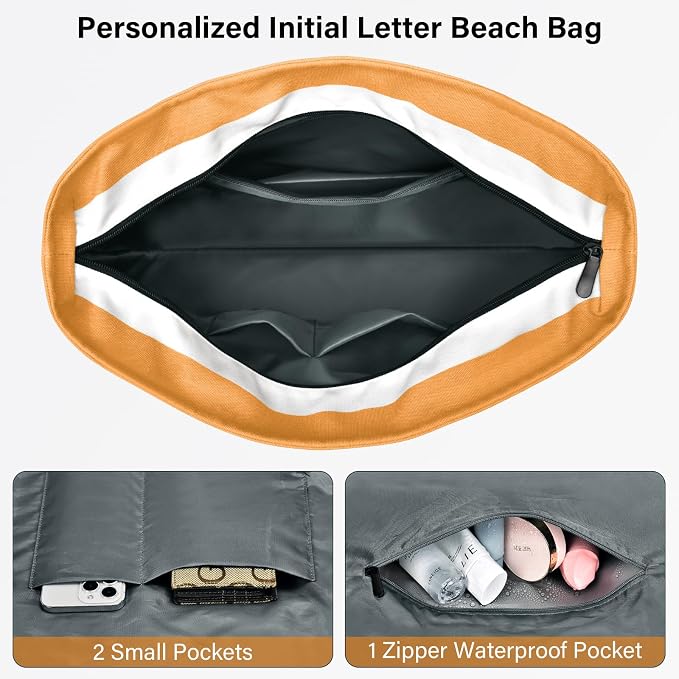 Becokan Beach Bag Initial Beach Tote - Image 4