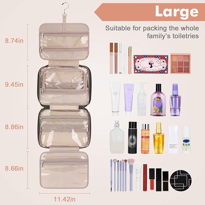 Wedama Toiletry Bag for Women, Large Cosmetic Travel Bag, Hanging Toiletry Bag - Image 2
