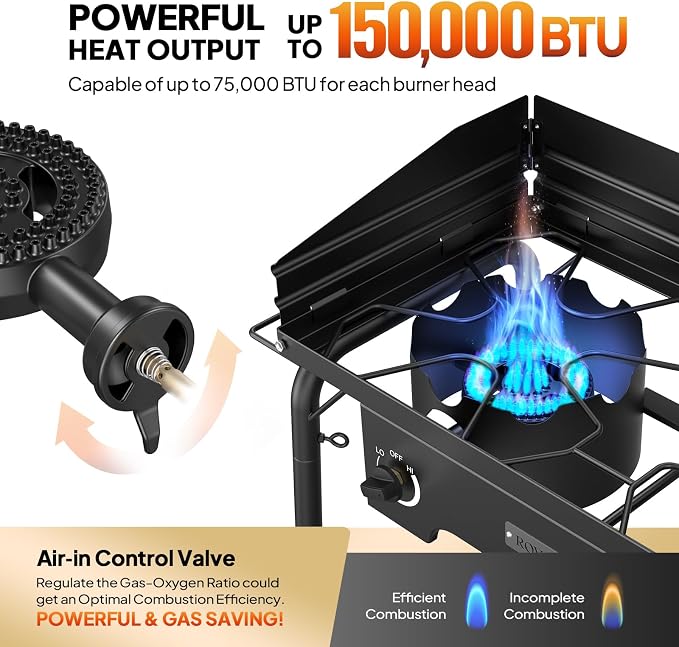ROVSUN 2 Burner Outdoor Propane Gas Stove - Image 2