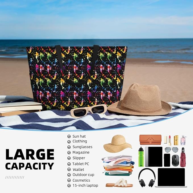 Beach Bag for Women Beach Tote Bag Waterproof Sandproof Large Bags - Image 5
